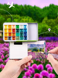 National Style Series 24 Color Solid Watercolor Box Painting Board Color Mixing Small Picture Book Set Student Painting Supplies