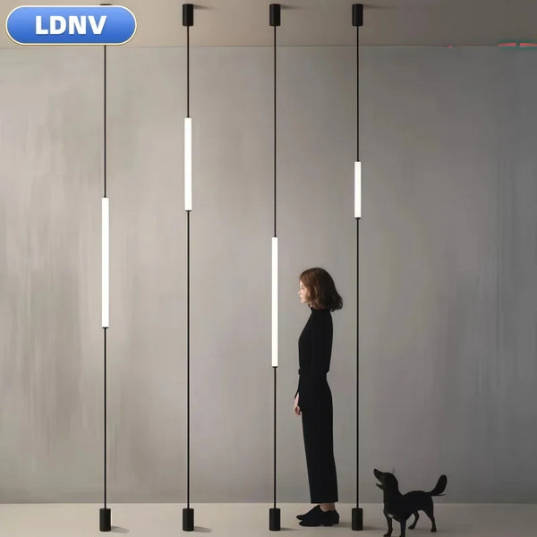 Italian design bedroom headboard LED floor lamp acrylic long line lamp modern black hotel living room decorative LED floor lamp