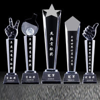 AOOKMIYA Customized Transparent Crystal Trophy, Five-Star, Creative Awards Ceremony, Competition Event, Craft Gift, Home Decorations, 1Pc