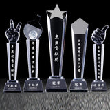 AOOKMIYA Customized Transparent Crystal Trophy, Five-Star, Creative Awards Ceremony, Competition Event, Craft Gift, Home Decorations, 1Pc