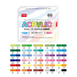 60-168 Color Acrylic Markers Set Double Nib Vibrant Paint Pens Waterproof for Rock Canvas Wood Stone Art Craft School Stationery