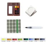 AOOKMIYA Portable Travel Watercolor Set Paul Rubens Artist Grade Watercolor 8 Colors Mini Walnut Paint Box Student Outing Art Supplies