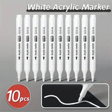 5pcs White Acrylic Marker,Permanent Pen Art Supplies for Black Paper,Tire,Plastic,Stone,Metal,Painting for Artists,Beginners