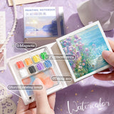 AOOKMIYA Portable Empty Acrylic Watercolor Palette Watercolor Book Set 8/12 Grid Paint Tray Art Student Travel Painting Art Supplies