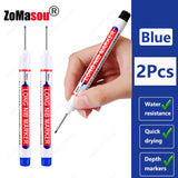 1-100Pcs 2cm Waterproof Long Head Markers Deep Hole Marker Pen for Metal Carpenter Red/Black/Blue/Green Ink Woodworking Tools