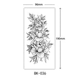 AOOKMIYA Waterproof Flower Temporary Tattoos for Women Black Floral Tattoo Stickers for Hand Arm Body Disposable Fake Tattoo Body Art