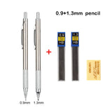 Mechanical Pencil Set 0.3 0.5 0.7 0.9 1.3 2.0mm Full Metal Art Drawing Painting Automatic Pencil with Leads Office School Supply