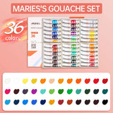 AOOKMIYA Marie's Gouache Paint Set,24/36 Colors x 12ml,0.4fl oz Tubes,Water-Based Pigment for Canvas,Crafts,Painting for Adults