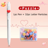Kawaii Deli Nusign Puzzle Gel Ink Pen 0.5mm Cute Lovely Retractable Ballpiont Pens with Letters Particle Back To School Supplies