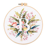 AOOKMIYA Floral Embroidery Kit for Beginner and Adults Cross Stitch Kits Embroidery Starter Kit with Initial Letter and Flower Pattern