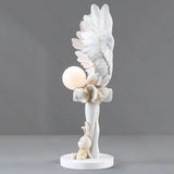 Elegant Angel Girl Floor Sculpture Stylish Statue Angel Home Decor Figurine Standing Ornaments for Living Room with Lighting