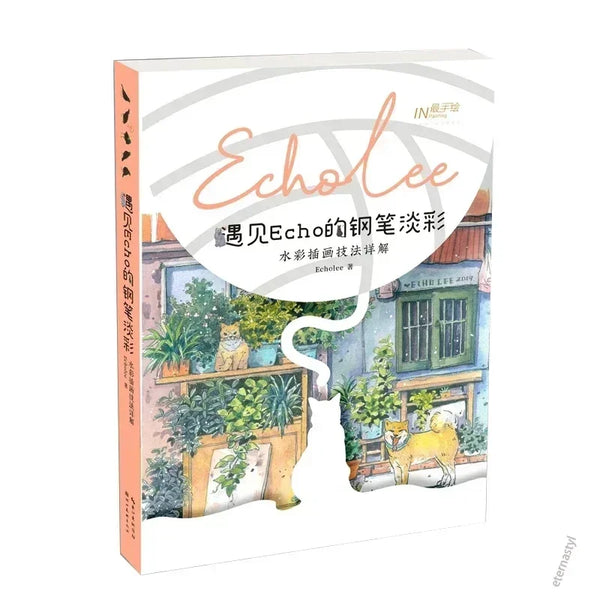 AOOKMIYA Meet Echo's Pen Light Color Watercolor Illustration Technique Book By Echolee Zero Basic Watercolor Tutorial BookLivros