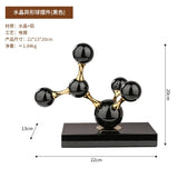 AOOKMIYA Geometric Crystal Molecular Ball Ornament Electroplated Metal Glass Sculpture Display Statue Home Decoration Accessories Crafts