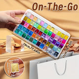 AOOKMIYA 67pcs Watercolor Paint Set in Sparkle Pearlescent Solid & 7pcs Brushes,Metallic Pigment for Painting,Writing for Adults,Artists