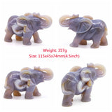 Elephant Statue Natural Gray Agate Geode Crystal Carved Reiki Healing Stone Animal Figurine Handicraft Home Decoration Ornaments