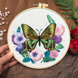 AOOKMIYA Butterfly Broidery Kit with flower Embroidery Kit for Beginners Needles Enough Embroidery Thread