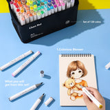 168/120/100/80/60/48 Colours Dual Tip Art Markers Sketch Pens Brush & Chisel Permanent Marker Pens With Base & Outline Markers D