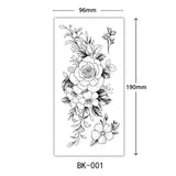 AOOKMIYA Waterproof Flower Temporary Tattoos for Women Black Floral Tattoo Stickers for Hand Arm Body Disposable Fake Tattoo Body Art