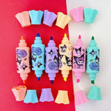 New Cartoon Kuromi Candy Fluorescent Pen Macaron Double Head Marking Pen Oblique Head Fluorescent Pen Student Stationery Gift