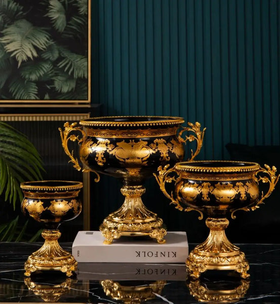 AOOKMIYA Wholesale Uzbek Kazak Skidki Bagima Home Decor Fruit Bowl European Porcelain Idishlar Gold Pattern   Craft Glass