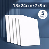 AOOKMIYA Canvas Panels for Painting 5pcs, 7x9/9x12/12x16/16x20in Blank White Boards for Acrylics,Oil,Gouache Tempera,for Hobbists,Adults