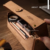 Retro Art Pencil Bag Students Large Capacity Stationery Box Designer Models Office Ticket Cowhide Storage Box Senior Glasses Box