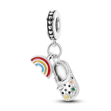 2025 Hot Sale Charms Bead 925 Sterling Silver Pink Butterfly Luminous Firefly Dangle Fit Bangle Bracelet Necklace DIY Jewelry