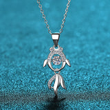 AOOKMIYA ART+ Creative Gifts Platinum PT950 18K White Gold 0.3ct Moissanite Fish Necklace Pendant for Women Anniversary Gift Idea Jewelry