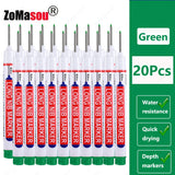 1-100Pcs 2cm Waterproof Long Head Markers Deep Hole Marker Pen for Metal Carpenter Red/Black/Blue/Green Ink Woodworking Tools