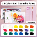 AOOKMIYA Marie's Gouache Paint Set,12/18/24 Colors & Paintbrushes 5ml/Tubes for Canvas,Paper,DIY Projects,Painting for Adults,Students