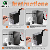 AOOKMIYA Marie's Manual Pencil Sharpener,Professional 5 Adjustable Long Pencil Nibs Sharpens for Graphite, Colored Pencils, Art Sketching