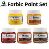 AOOKMIYA Marie's 5 Bottles Brown Colors Fabric Paint Sets,50 ml/1.69oz,Strong Coverage,Permanent Textile Paint Kit for Shoes,Canvas Bags