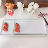 Rectangular Ceramic Plate Cute Relief Strawberry Color Palette Student Painting Art Supplies   Color Mixing Palette