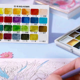 AOOKMIYA Travel Pack Solid Watercolor24 Colors0.5ML Portable Pigment Box Chinese Style Transparent Watercolor Student Sketch Art Supplies