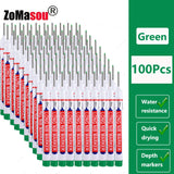1-100Pcs 2cm Waterproof Long Head Markers Deep Hole Marker Pen for Metal Carpenter Red/Black/Blue/Green Ink Woodworking Tools
