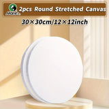 AOOKMIYA 2pcs 8,12,16,20inch Marie's Art Round Canvases Bulk for Painting,White,Blank Stretched Prepared Framed Boards for Oil,Acrylic