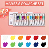 AOOKMIYA Marie's Gouache Paint Set,12/18/24/36 Colors x 12ml,0.4fl oz Tubes,Water-Based Pigment for Canvas,Crafts,Painting for Adults