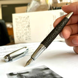 Benovel Ebony Hammered Wood Hand Carved Fountain Pen Schmidt Nib Office Business Writing Stationery Gifts