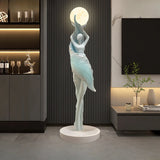 Modern HomeDecor Abstract Feather Girl Art Sculpture Ornament Large Size Figure Statue Living Room Floor Decor Resin Crafts Gift