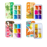 AOOKMIYA 6 Color Pearlescent Solid Watercolor Pigment 1ML Portable Watercolor Box Chinese Style Nail Art Glitter Pigment Art Supplies
