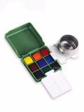 Mini Travel Watercolor Paint Set Portable Box Solid Watercolor Pigment 9-color Set Travel Sketching Painting Tool Set