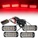 4 in 1 LED Warning Strobe Light 12V 24V Car Grille Emergency Flash Police Signal Lamps Auto Stroboscope for Truck Offroad SUV