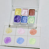 Portable 6 Colors 1ML Handmade Solid Pearlescent Watercolor Pigment Metallic Glitter Manicure Painted Nail Art Supplies