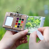 AOOKMIYA 12-color Schminke Watercolor Mini Paint Box Walnut Travel Portable Watercolor Palette Student Painting Art Supplies
