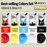 AOOKMIYA Marie's 5 Packs 100ml/3.38oz Colorful Acrylic Paint Set for Models,DIY Craft,Canvas,Eggs,Rock,Wood,Wall for Adults & Artists