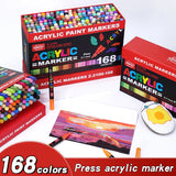 120/168-Color Acrylic Paint Marker Pen Sets - Ideal for Artists. Use on Rock Painting, Glass, Ceramic, Fabric, DIY Cards