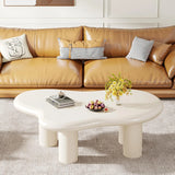 39.3" White Cloud Coffee Table, Modern Irregular Center Tea Table with 4 Legs for Living Room (White, 39.3 inch)