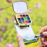 AOOKMIYA Portable 12-color Schmincke Watercolor Paint Box Set Watercolor Subpackage Student Sketching Travel Painting Art Supplies  AOOKMIYA.COM