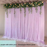 3X6M Wedding Background Decoration Veil White Bilayer Yarn Curtain With Artificial Flower For Birthday Valentine's Day Party DIY