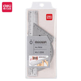 Deli Student Stationery Set,Triangle Ruler,Straight Ruler,Grid Ruler,Angle Measuring Tool,Aluminum Alloy Material（4Pcs/Set）